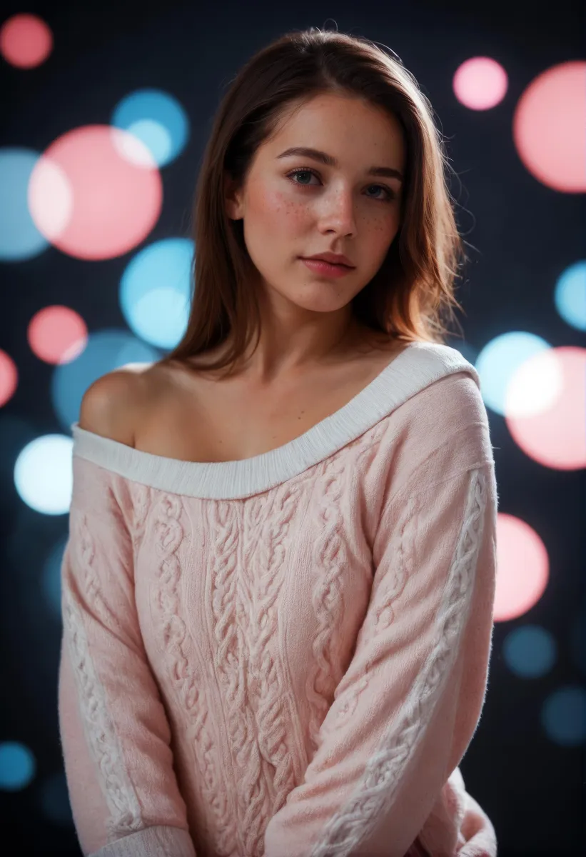 A portrait of a woman with soft lighting and a bokeh background generated using Stable Diffusion AI.