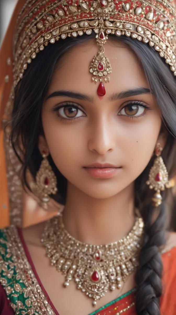 AI-generated image of an Indian bride in traditional attire, created using Stable Diffusion.